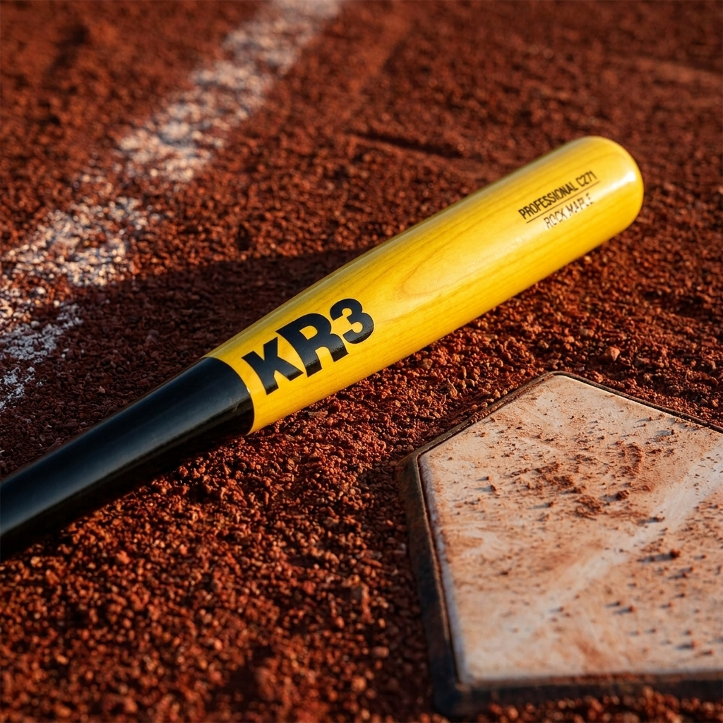 Bat Beisbol KR3 Canadian Rock Maple C271 Negro Amarillo